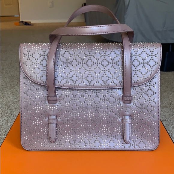 Alaia Nude/Tabac Tote with Crossbody Strap - Picture 1 of 11